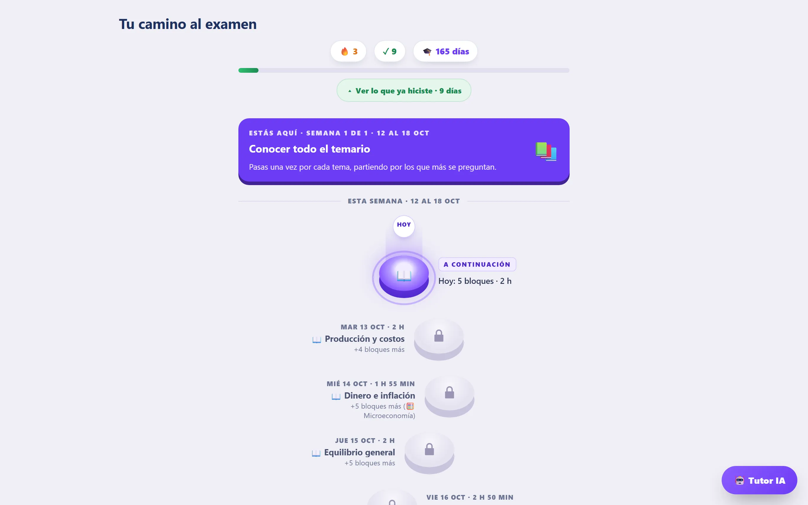 Tu camino: un botón por día, hoy brillando